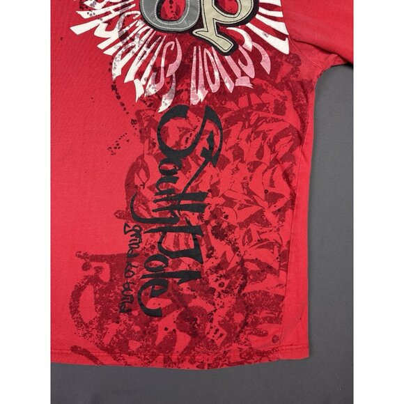 Vintage Y2K SouthPole AOP Red Shirt XL Streetwear Hype Art Logo Rare Hip Hop Art - Picture 7 of 16